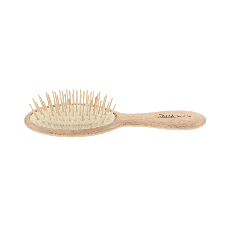 KOH-I-NOOR Beauty USA Janeke Large Oval Wooden Brush – Anti-Static Beech Wood Brush with Wood Pins Hair Brush Black
