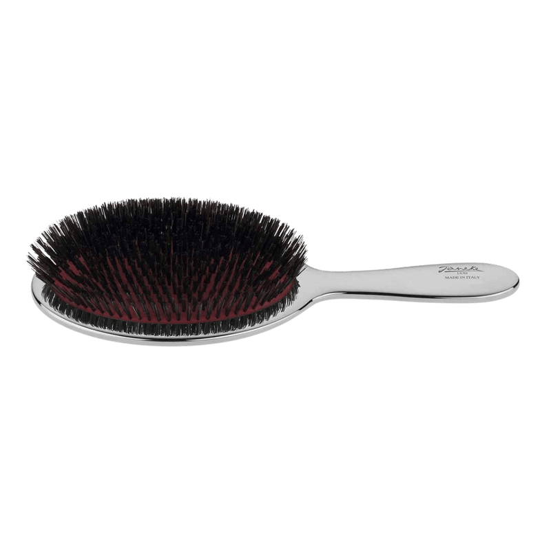 KOH-I-NOOR Beauty USA Janeke Metal-Plated Pneumatic Hair Brush – Boar Bristle Brush for Shine Hair Brush Black