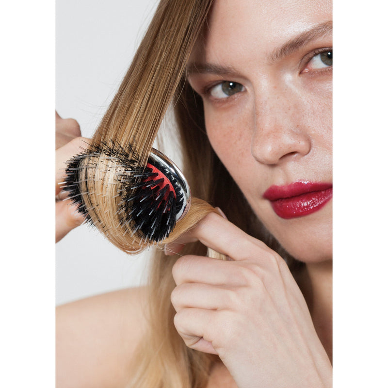 KOH-I-NOOR Beauty USA Janeke Pneumatic Hair Brush – Boar Bristle & Nylon Pin Detangling Brush (Chrome & Gold) Hair Brush Tan Gold / Large,Gold / Extra Large,Chrome / Large,Chrome / Extra Large