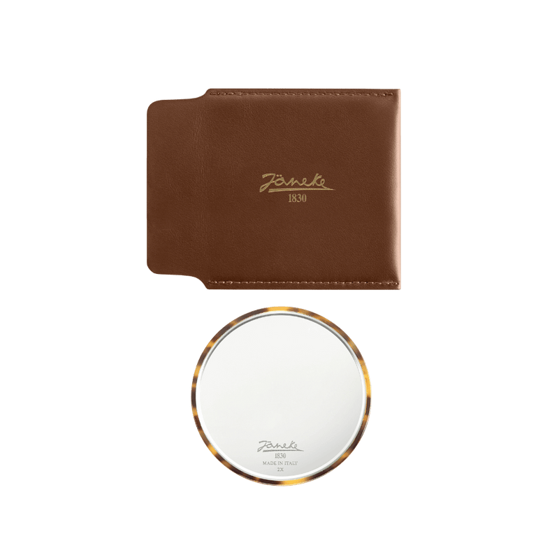KOH-I-NOOR Beauty USA Janeke Tokyo Compact Mirror with Leather Case – Portable Purse Mirror Mirror Black