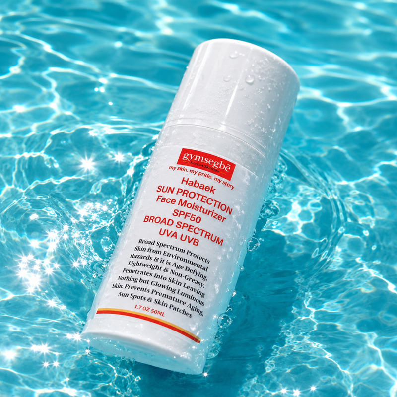 gymsegbë Habaek Sun Protection Face Moisturizer SPF50 | Peptides | Niacinamide SPF50 Anti-Aging Facial Medium Turquoise 1 Bottle
