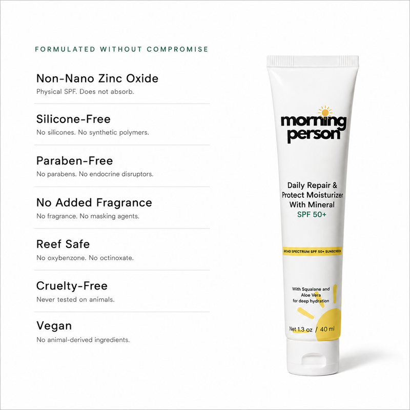Morning Person Beauty Daily Repair Moisturizer with Mineral SPF 50+ Sunscreen Moisturizer White Smoke