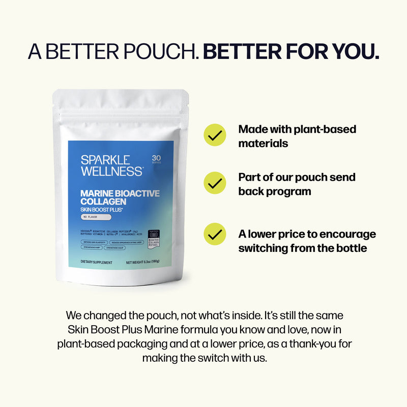 Sparkle Wellness Skin Boost Plus Marine Dietary Supplement White Smoke No Flavor / 30 serves,No Flavor / 60 serves (2x 30-serves),Peach / 30 serves,Peach / 50 serves,Vanilla / 30 serves,Vanilla / 50 serves