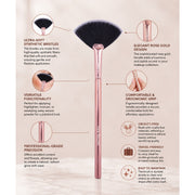 Prolux Cosmetics Rose Gold Fan Brush Fan Brush Light Gray