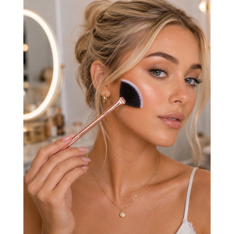 Prolux Cosmetics Rose Gold Fan Brush Fan Brush Rosy Brown