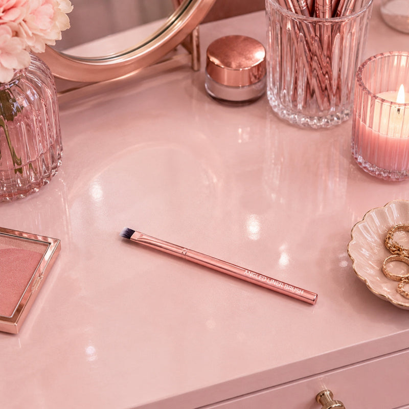 Prolux Cosmetics Rose Gold Angled Liner Brush Angled Liner Brush Light Pink