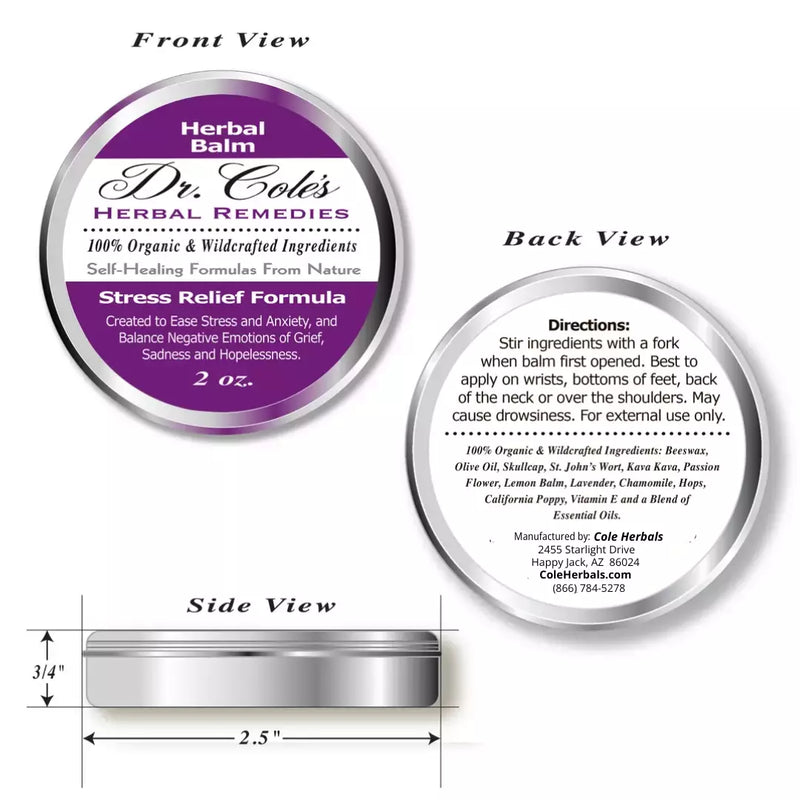 COLEHERBALS LLC 29 - Dr. Cole’s Organic Stress Relief Herbal Balm Herbal White Smoke