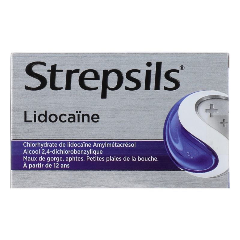 Strepsils Strepsils Lidocaine Lozenges Sore Throat Relief Pack of 24 Lozenges Dark Gray