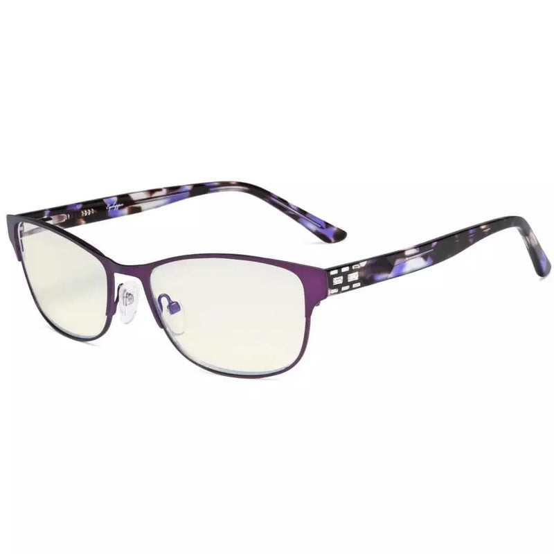 eyekeeper.com Stylish Blue Light Filter Reading Glasses LX17019 Eyeglasses White Smoke Purple / without magnification,Purple / +0.50,Purple / +0.75,Purple / +1.00,Purple / +1.50