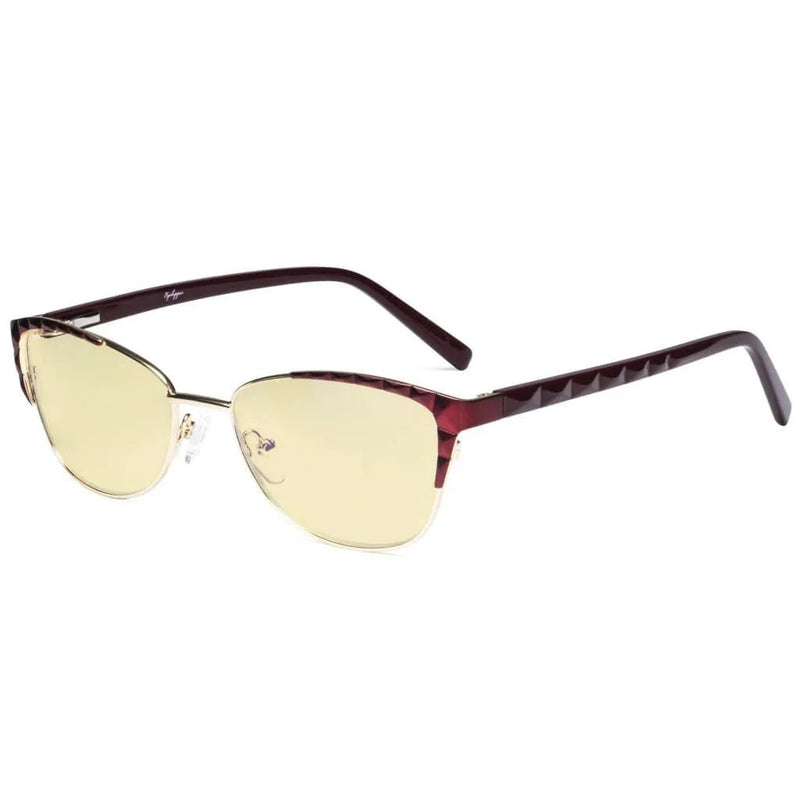 eyekeeper.com Stylish Cat-eye Blue Light Blocking Eyeglasses LX19016-BB60 Eyeglasses White Smoke Red / without magnification