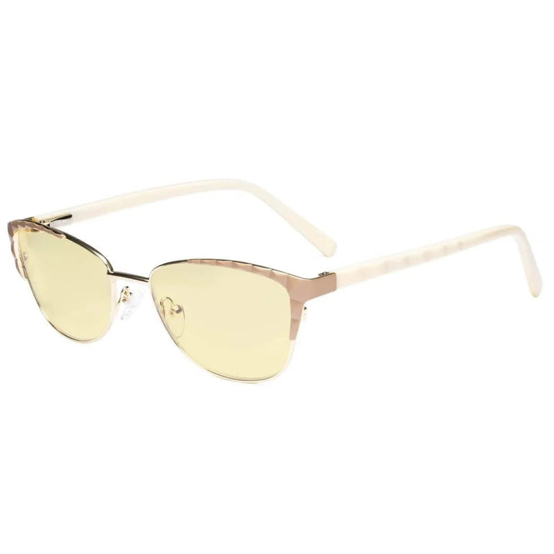eyekeeper.com Stylish Cat-eye Blue Light Blocking Eyeglasses LX19016-BB60 Eyeglasses White Smoke Beige / without magnification