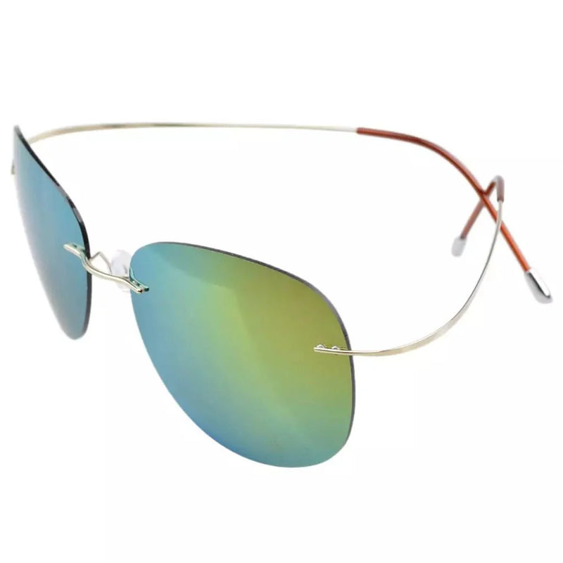 eyekeeper.com Stylish Polarized Rimless Titanium Frame Sunglasses S1501 Sunglasses White Smoke Gold Gold Mirror / without magnification