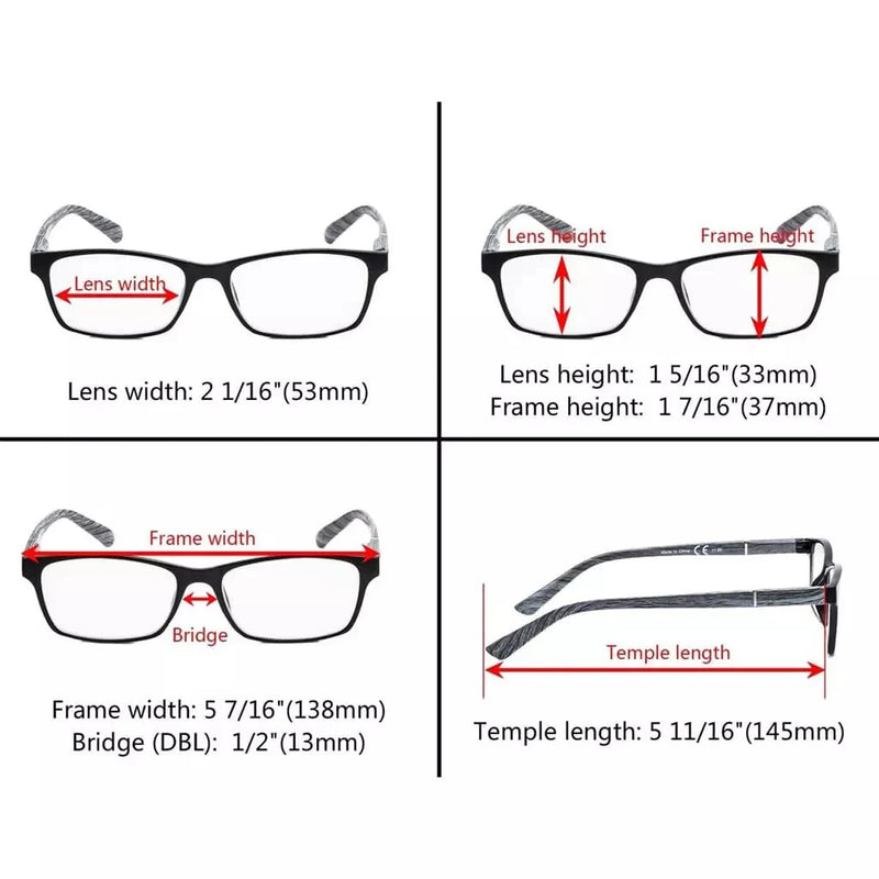 eyekeeper.com Stylish Reading Glasses with Wood-Look Arms RE19042 Eyeglasses White Smoke Black Brown / +0.50,Black Brown / +0.75,Black Brown / +1.00,Black Brown / +1.50,Black Brown / +1.75,Black Brown / +2.25,Black Brown / +2.50,Black Brown / +2.75,Black Brown / +3.00,Black Brown / +3.50,Black Brown / +4.00,Black Grey / +0.50,Black Grey / +0.