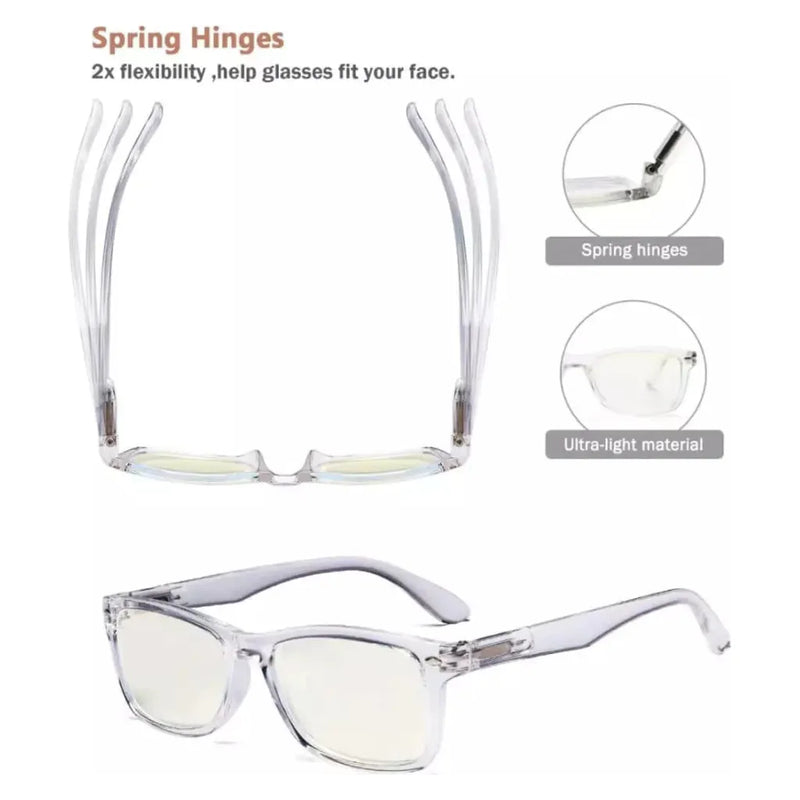 eyekeeper.com Stylish Rectangle Blue Light Filter Reading Glasses UVR075 Eyeglasses White Smoke Clear / without magnification,Clear / +0.50,Clear / +0.75,Clear / +1.00,Clear / +1.25,Clear / +1.50,Clear / +1.75,Clear / +2.00,Clear / +2.25,Clear / +2.50,Clear / +2.75,Clear / +3.00,Clear / +3.50,Black / without magnification,Black / +0.50,Black / +0.75