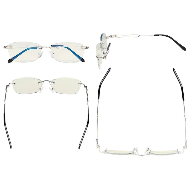 eyekeeper.com Stylish Rimless Blue Light Blocking Reading Glasses LX17018 Eyeglasses White Smoke Gunmetal / without magnification,Gunmetal / +0.50,Gunmetal / +0.75,Gunmetal / +1.00,Gunmetal / +1.25,Gunmetal / +1.50,Gunmetal / +1.75,Gunmetal / +2.00,Black / without magnification,Black / +0.50,Black / +0.75,Black / +1.00,Black / +1.25,Black / +1.50,Bla