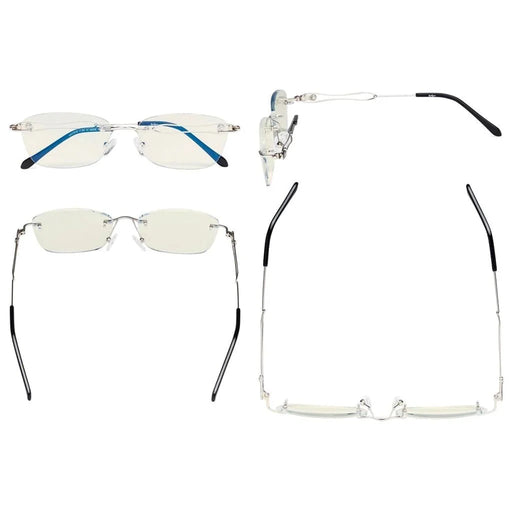 eyekeeper.com Stylish Rimless Blue Light Blocking Reading Glasses LX17018 Eyeglasses White Smoke Gunmetal / without magnification,Gunmetal / +0.50,Gunmetal / +0.75,Gunmetal / +1.00,Gunmetal / +1.25,Gunmetal / +1.50,Gunmetal / +1.75,Gunmetal / +2.00,Black / without magnification,Black / +0.50,Black / +0.75,Black / +1.00,Black / +1.25,Black / +1.50,Bla