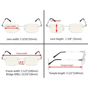 eyekeeper.com Stylish Rimless Blue Light Blocking Reading Glasses LX17018 Eyeglasses White Smoke Gunmetal / without magnification,Gunmetal / +0.50,Gunmetal / +0.75,Gunmetal / +1.00,Gunmetal / +1.25,Gunmetal / +1.50,Gunmetal / +1.75,Gunmetal / +2.00,Black / without magnification,Black / +0.50,Black / +0.75,Black / +1.00,Black / +1.25,Black / +1.50,Bla