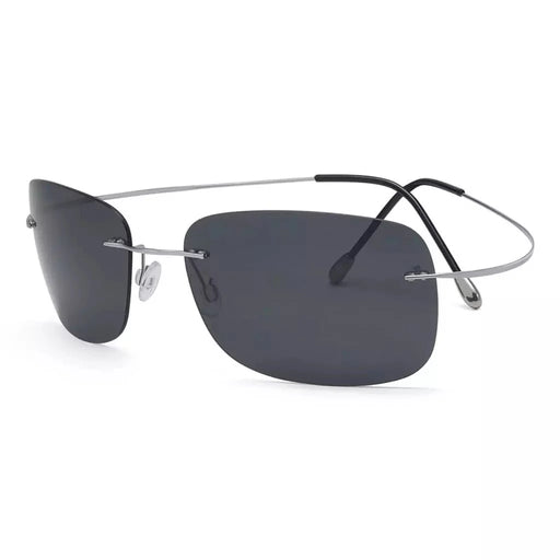 eyekeeper.com Stylish Rimless Titanium Frame Polarized Sunglasses S1503 Sunglasses White Smoke Silver Grey Lens / without magnification