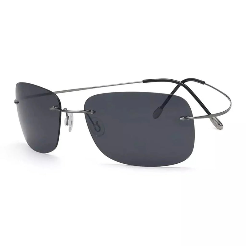 eyekeeper.com Stylish Rimless Titanium Frame Polarized Sunglasses S1503 Sunglasses White Smoke Gunmetal Grey Lens / without magnification