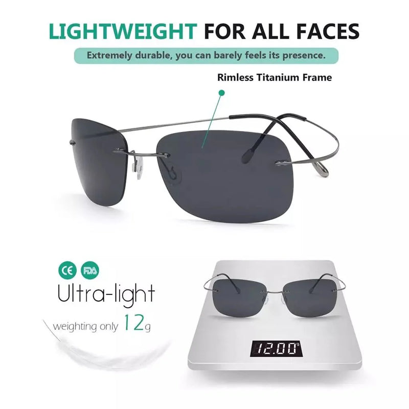 eyekeeper.com Stylish Rimless Titanium Frame Polarized Sunglasses S1503 Sunglasses White Smoke Blue / without magnification,Gunmetal Grey Lens / without magnification,Silver Grey Lens / without magnification
