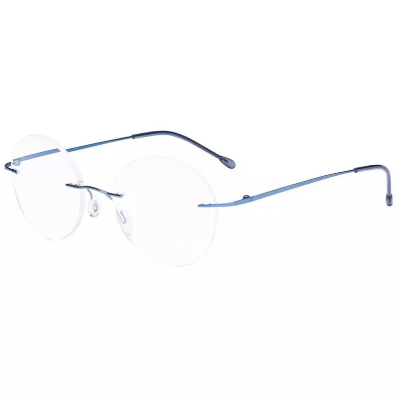 eyekeeper.com Stylish Round Frameless Reading Glasses Rimless Readers RWK9910 Eyeglasses White Smoke Blue / without magnification,Blue / +0.50,Blue / +1.00,Blue / +1.25,Blue / +1.50,Blue / +1.75,Blue / +2.00,Blue / +2.25,Blue / +2.50,Blue / +3.00,Blue / +3.50