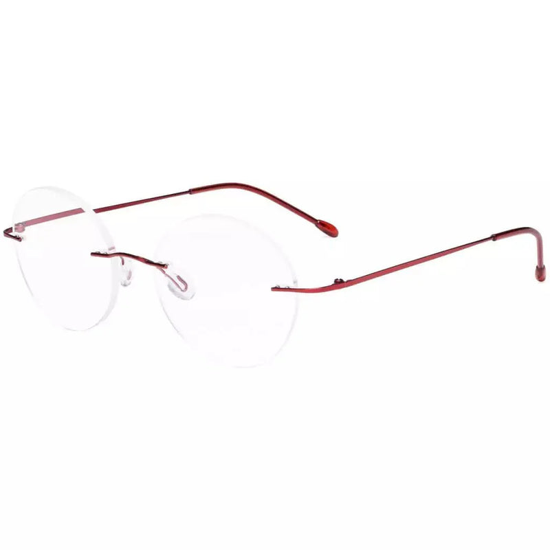 eyekeeper.com Stylish Round Frameless Reading Glasses Rimless Readers RWK9910 Eyeglasses White Smoke Red / without magnification,Red / +0.50,Red / +1.00,Red / +1.25,Red / +1.50,Red / +1.75,Red / +2.00,Red / +2.25,Red / +2.50,Red / +3.00,Red / +3.50
