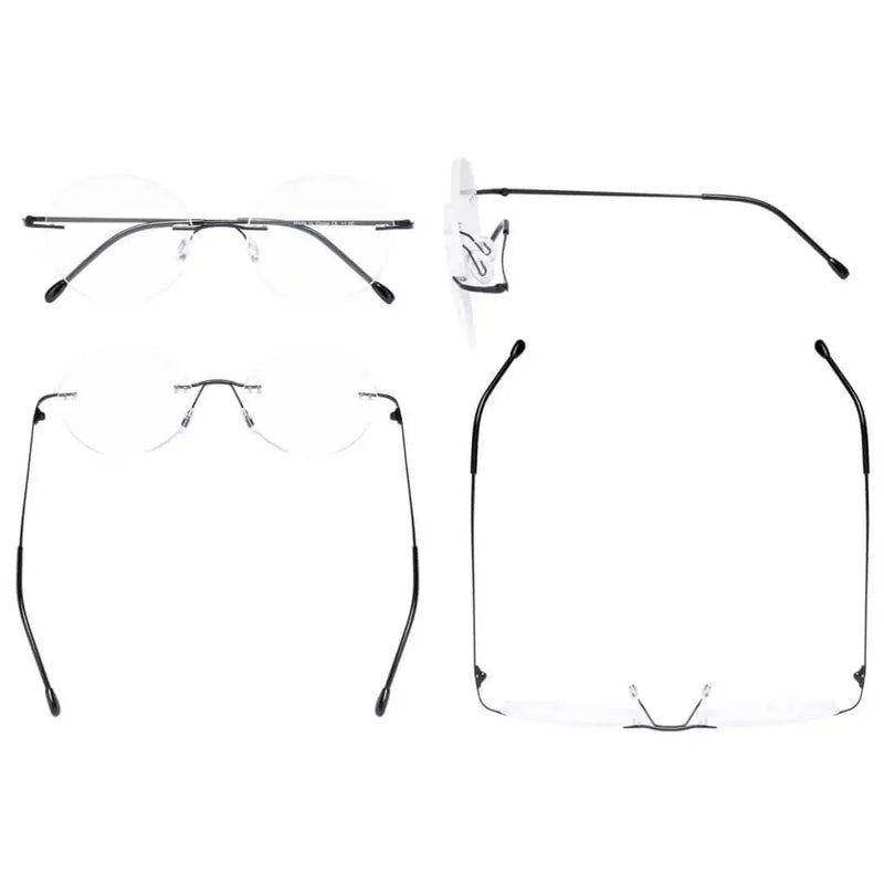 eyekeeper.com Stylish Round Frameless Reading Glasses Rimless Readers RWK9910 Eyeglasses White Smoke Black / without magnification,Black / +0.50,Black / +1.00,Black / +1.25,Black / +1.50,Black / +1.75,Black / +2.00,Black / +2.25,Black / +2.50,Black / +3.00,Black / +3.50,Gold / without magnification,Gold / +0.50,Gold / +1.00,Gold / +1.25,Gold / +1.50,Gold