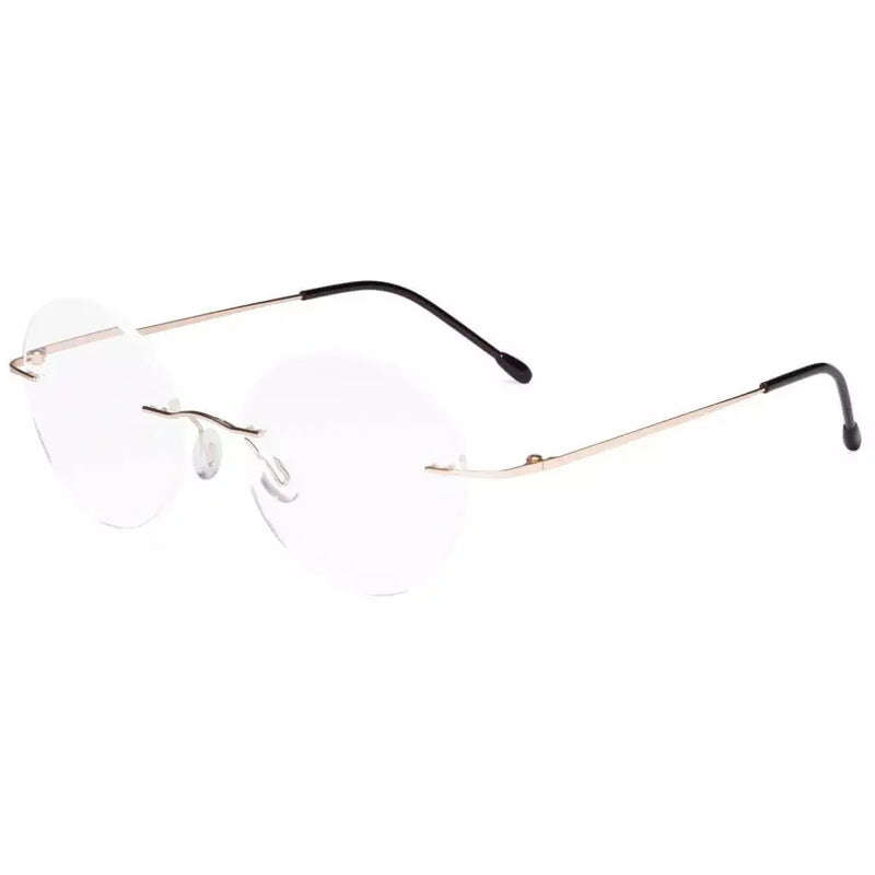 eyekeeper.com Stylish Round Frameless Reading Glasses Rimless Readers RWK9910 Eyeglasses White Smoke Gold / without magnification,Gold / +0.50,Gold / +1.00,Gold / +1.25,Gold / +1.50,Gold / +1.75,Gold / +2.00,Gold / +2.25,Gold / +2.50,Gold / +3.00,Gold / +3.50