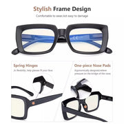 eyekeeper.com Stylish Thicker Frame Blue Light Filter Reading Glasses UVR9107 Eyeglasses White Smoke Black / without magnification,Black / +0.50,Black / +0.75,Black / +1.00,Black / +1.25,Black / +1.50,Black / +1.75,Black / +2.00,Black / +2.50,Black / +3.00,Clear / without magnification,Clear / +0.50,Clear / +0.75,Clear / +1.00,Clear / +1.25,Clear / +1.50