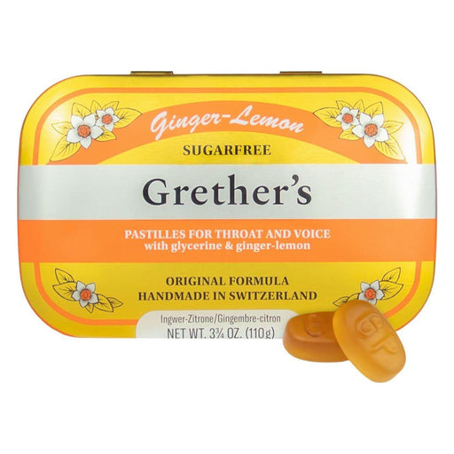 Grether's Pastilles Grethers Pastilles Ginger Lemon Sugarfree 3.75 oz Vitamin Supplement White Smoke