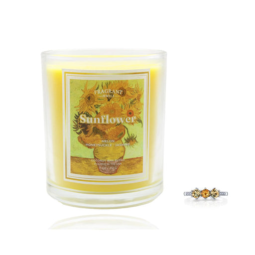 Fragrant Jewels Sunflower - Jewel Candle Jewel Candle White Smoke Ring / 5,Ring / 6,Ring / 7,Ring / 8,Ring / 9,Ring / 10