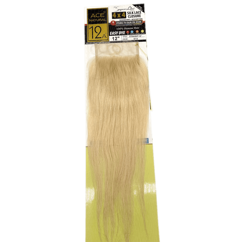 VIP Extensions Super Line Silk 4x4 Closure Silk Lace 613 Hair Extension Tan Straight 14'',Body wave 14'',Straight 12''