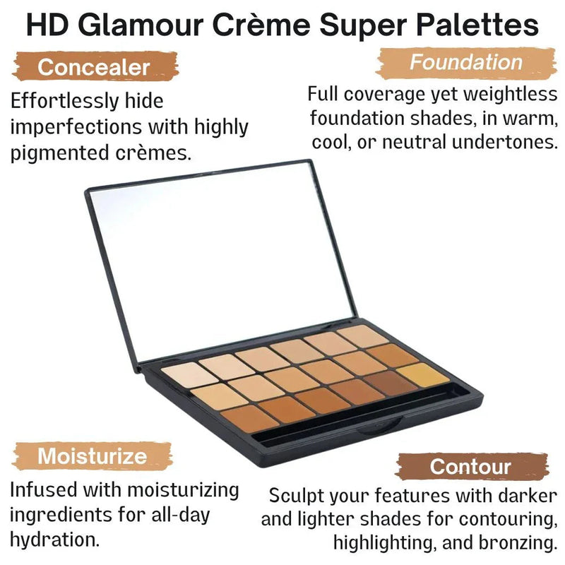 Graftobian Make-Up Company Glamour Crème™ Ultra HD Foundation Super Palettes White Smoke Super Palette - Warm,Super Palette - Neutral,Super Palette - Cool,Super Palette - Inclusion