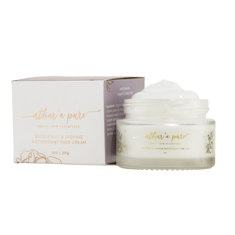 Athar'a Pure Superfruit & Jasmine Antioxidant Face Moisturizer (Organic, Vegan, 100% Natural) Face Light Gray