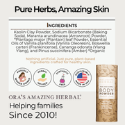 Ora's Amazing Herbal Talc Free Body Powder, Sweet Love Vanilla Body Powder White Smoke Full Size 2.5 oz,Travel 3 Pack (0.5 oz x 3)