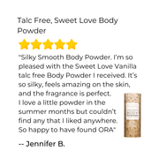 Ora's Amazing Herbal Talc Free Body Powder, Sweet Love Vanilla Body Powder White Smoke Full Size 2.5 oz,Travel 3 Pack (0.5 oz x 3)
