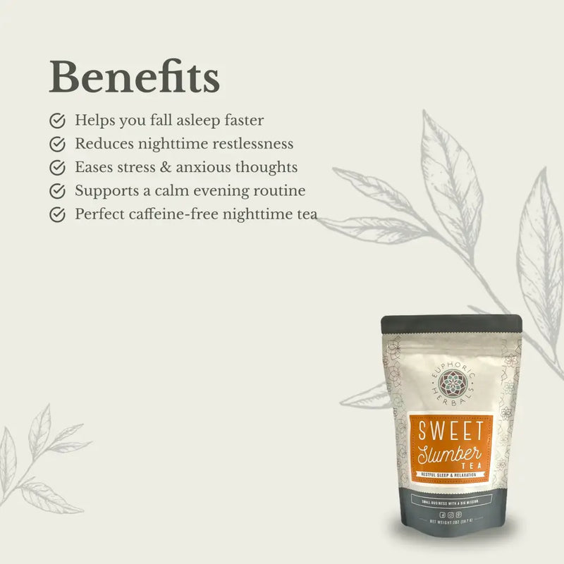Euphoric Herbals Sweet Slumber Tea Herbal Tea Lavender 30 Cup Servings,60 Cup Servings