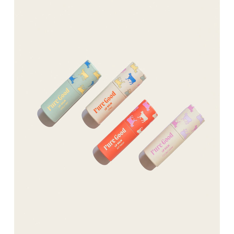 Pure Good LLC Tallow Lip Balm Lip Balm Misty Rose Citrus,Coconut Dream,Just Peachy,Vanilla Mint
