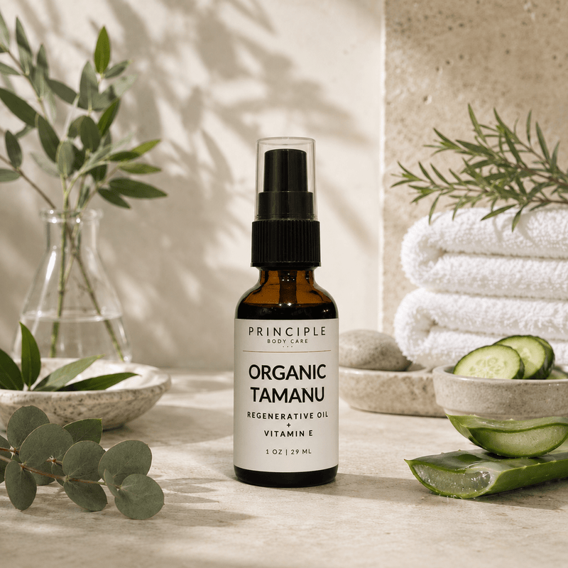 P R I N C I P L E Tamanu Oil (100% Pure Certified Organic) Body Gray