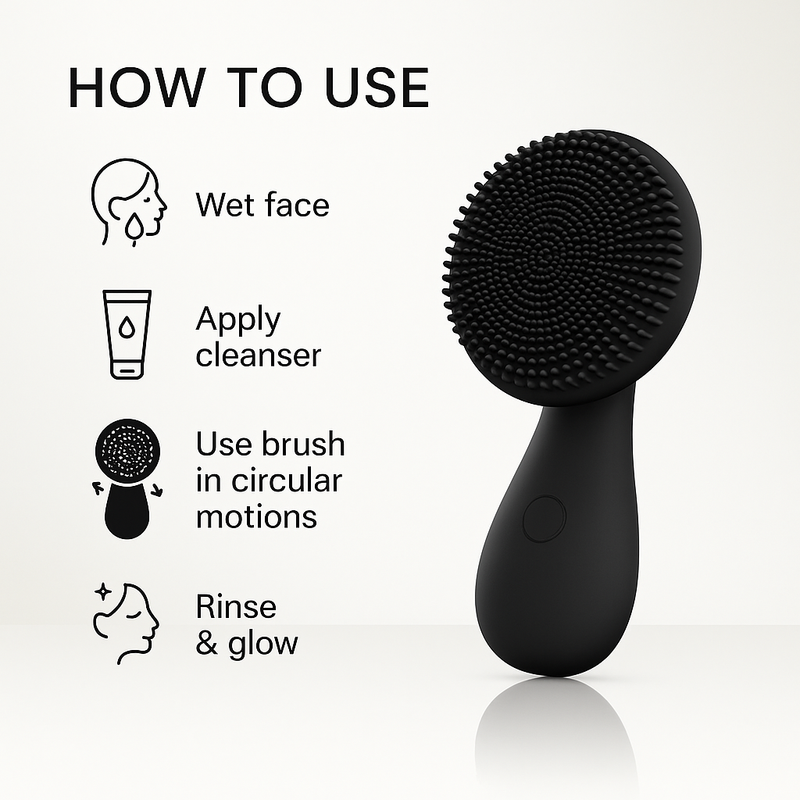 ZAQ Skin & Body Tara Sonic Facial Cleansing Brush Skin Care White Smoke Black