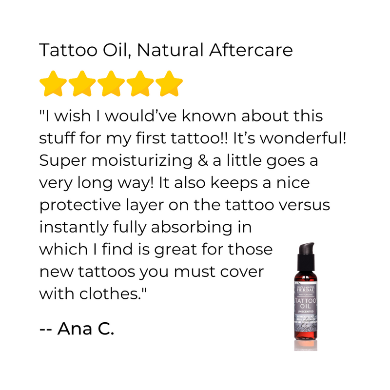 Ora's Amazing Herbal Tattoo Oil, Natural Tattoo Aftercare White Smoke 2 oz