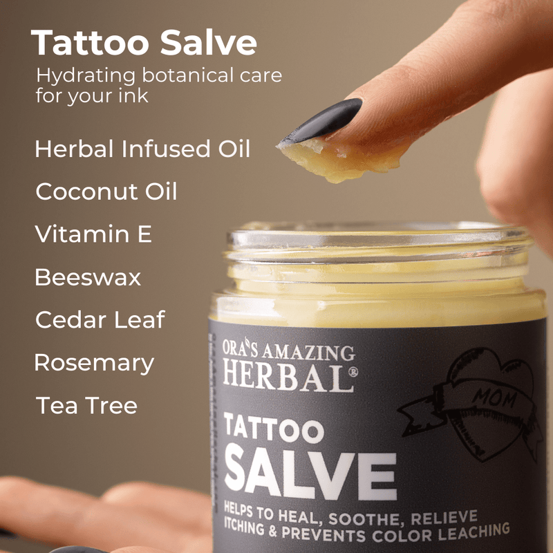 Ora's Amazing Herbal Tattoo Salve, Natural Tattoo Aftercare Health & Beauty Dark Olive Green Jar 4 oz,Jar 1 oz,1oz & 4oz