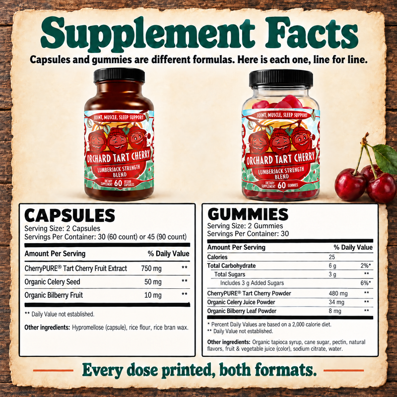 Hippie Farms Premium Tart Cherry Blend - Inflammation, Uric Acid, Sleep, Muscle Recovery Vitamins & Supplements Antique White Capsules - 60 count,Capsules - 90 count,Gummies - 60 Count