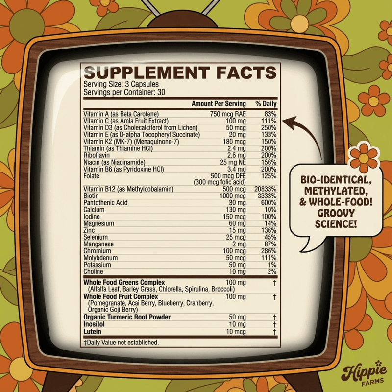 Hippie Farms The Vita-Bunch Whole Food Multi-Vitamin for All Adults Vitamins & Supplements Antique White