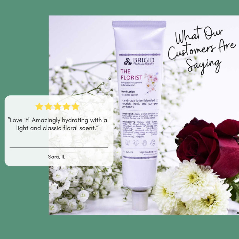 Brigid Trading Company The Florist Natural Hand Lotion - Jasmine, Ylang Ylang, Helichrysum, and Sandalwood Hand Lotion White Smoke