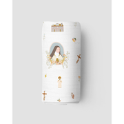 Be A Heart St. Therese of Lisieux Muslin Swaddle Baby Blanket Swaddle White Smoke