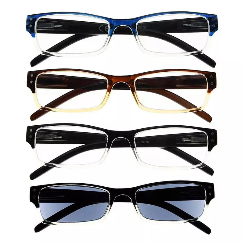 eyekeeper.com 4 Pack Rectangle Reading Glasses for Oval Face R012 Eyeglasses White Smoke 4 Pairs Mix / +0.50,4 Pairs Mix / +0.75,4 Pairs Mix / +1.00,4 Pairs Mix / +1.25,4 Pairs Mix / +1.50,4 Pairs Mix / +1.75,4 Pairs Mix / +2.00,4 Pairs Mix / +2.25,4 Pairs Mix / +2.50,4 Pairs Mix / +2.75,4 Pairs Mix / +3.00,4 Pairs Mix / +3.50,4 Pairs Mix / +