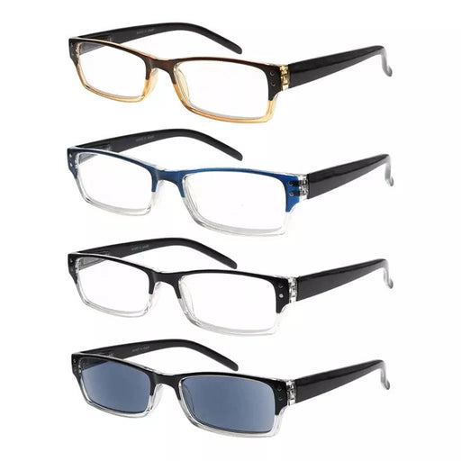 eyekeeper.com 4 Pack Rectangle Reading Glasses for Oval Face R012 Eyeglasses White Smoke 4 Pairs Mix / +0.50,4 Pairs Mix / +0.75,4 Pairs Mix / +1.00,4 Pairs Mix / +1.25,4 Pairs Mix / +1.50,4 Pairs Mix / +1.75,4 Pairs Mix / +2.00,4 Pairs Mix / +2.25,4 Pairs Mix / +2.50,4 Pairs Mix / +2.75,4 Pairs Mix / +3.00,4 Pairs Mix / +3.50,4 Pairs Mix / +