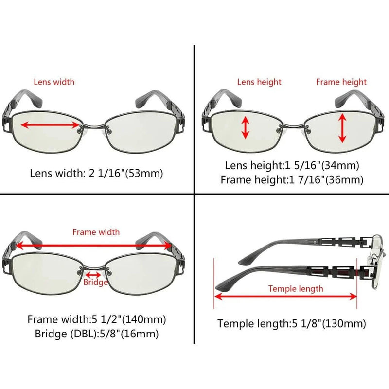 eyekeeper.com Titanium Rectangle Eyewear Blue Light Filter 004A Eyeglasses White Smoke Black / without magnification,Gunmetal / without magnification