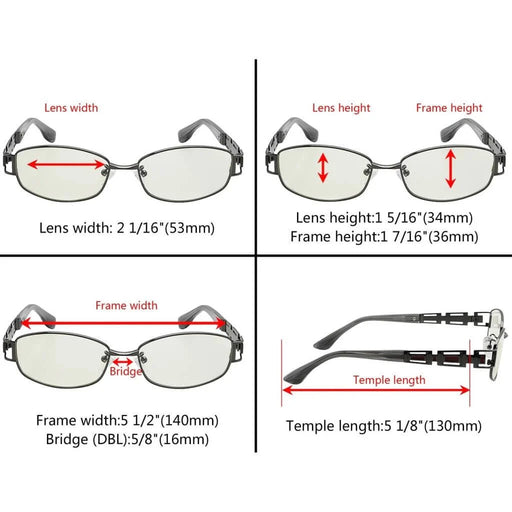 eyekeeper.com Titanium Rectangle Eyewear Blue Light Filter 004A Eyeglasses White Smoke Black / without magnification,Gunmetal / without magnification